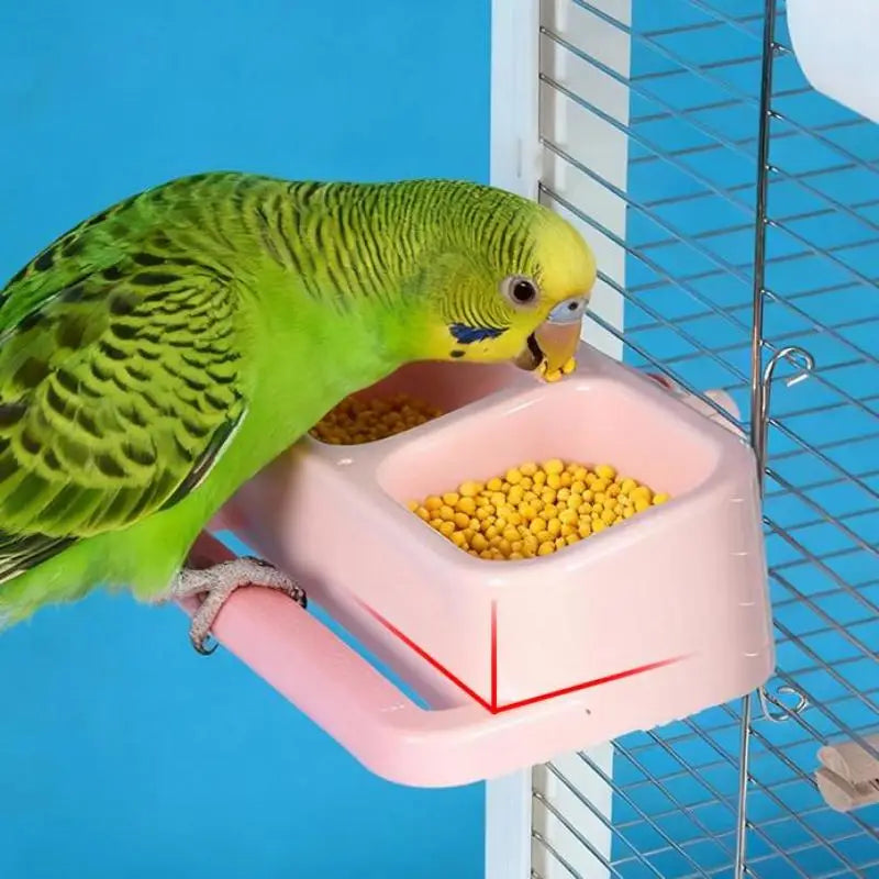 Parrot Double Bowl Hanging Bird Feeder – Splash-Proof Large Capacity