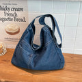 Large Canvas Denim Crossbody Tote Bag – Women's Shoulder Bag Crossbody Tote Bag Nixie Dark blue Extra Large