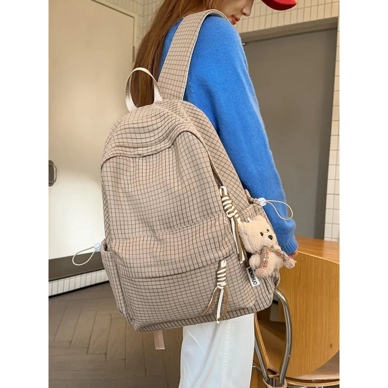 Nixie Retro Plaid Backpack – Large Capacity Lightweight School Bag School Backpack Nixie