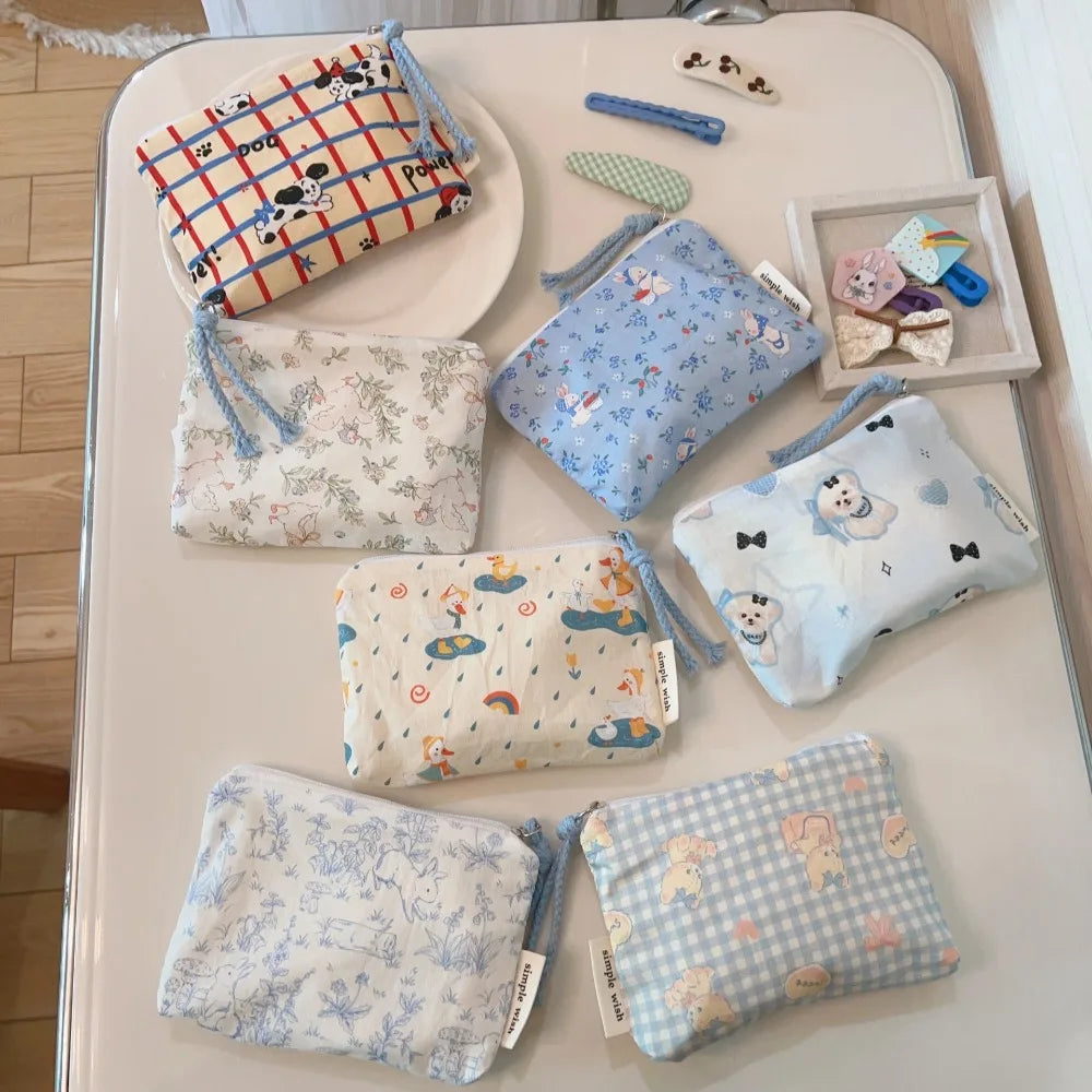 Cute Cartoon Mini Coin Purse Cotton Zipper Pouch Storage Bag Mini Coin Purse Nixie