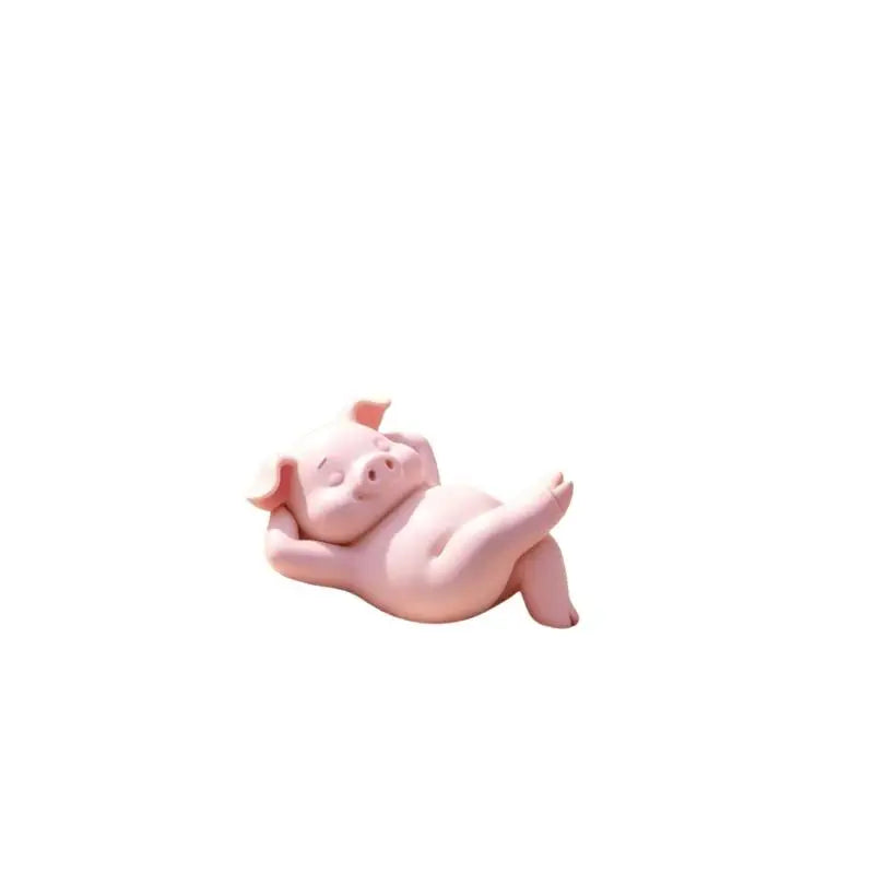 Cute Reclining Pink Pig Figurine – 3D Print Mini Desk Ornament Decorative Figurine Nixie