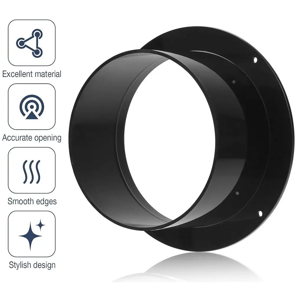 ABS Round Wall Flange Connector – Black Ventilation Pipe Joint