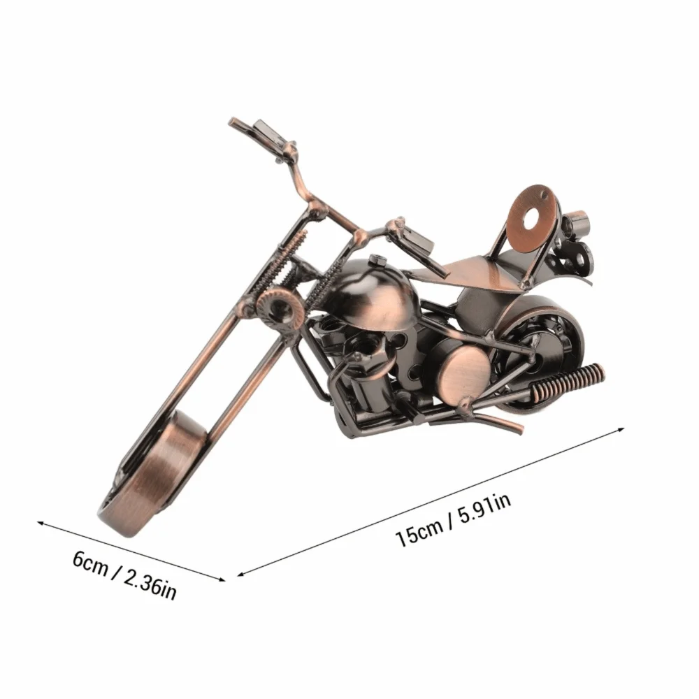 Handcrafted Iron Motorcycle Model – Movable Wheels & Handlebar Metal Motorcycle Figurine Nixie