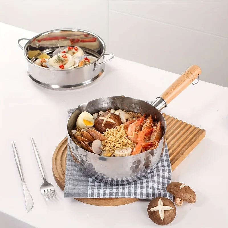 Nixie Nonstick Stainless Steel Saucepan with Wooden Handle Nonstick Saucepan Nixie