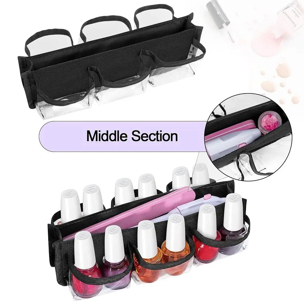 Clear PVC Nail Polish Organizer Bag – Holds 12 Bottles