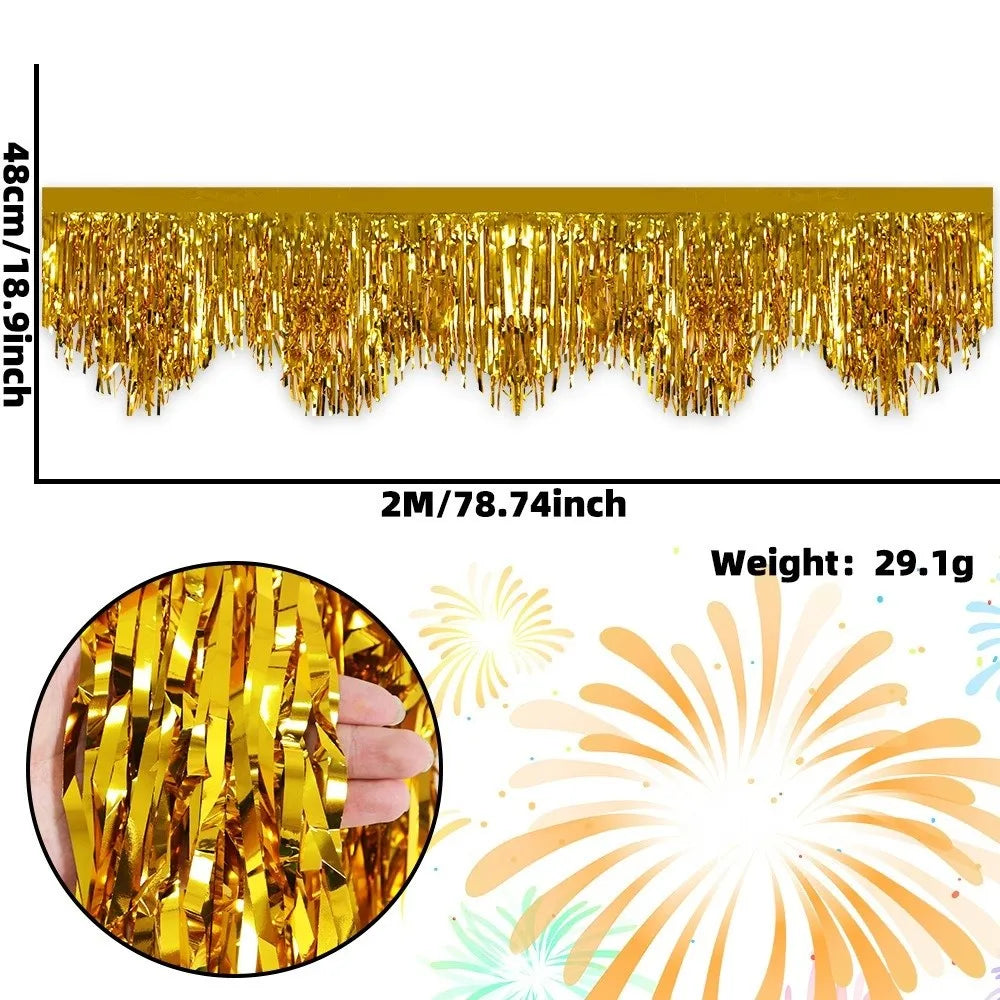 Metallic Foil Fringe Curtain 50x200cm – Party Backdrop Tassel
