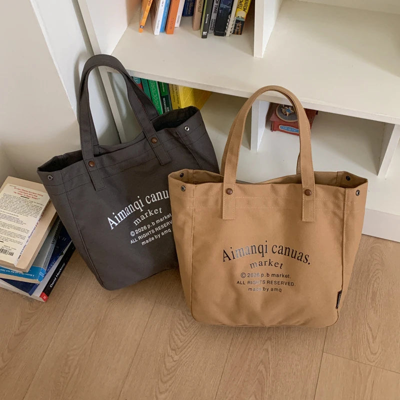 Large Canvas Tote Bag for Women | Letter Print Shoulder Bag Canvas Tote Bag Nixie