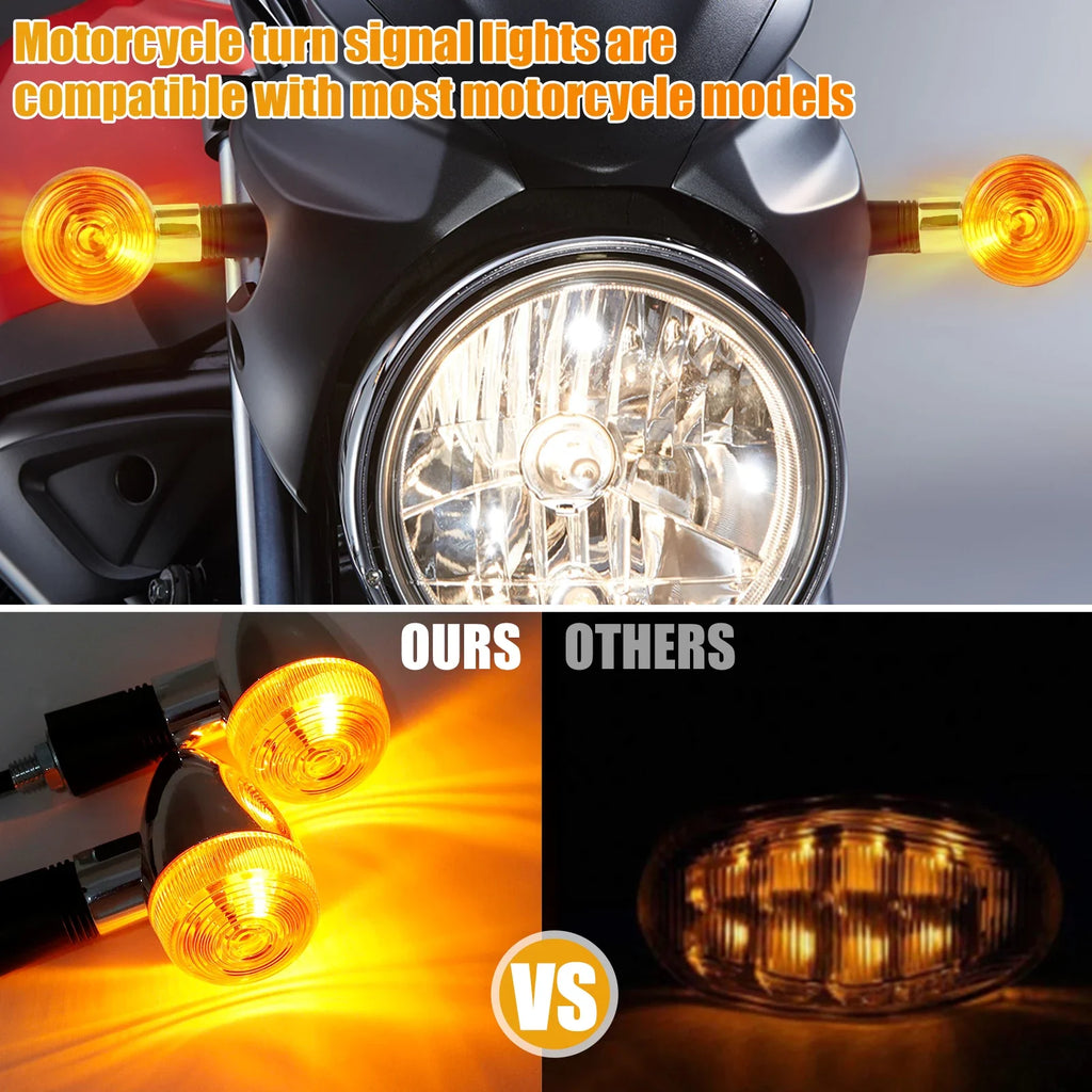 4Pcs Universal Motorcycle Turn Signal Indicator Lights – Amber Motorcycle Turn Signals Nixie