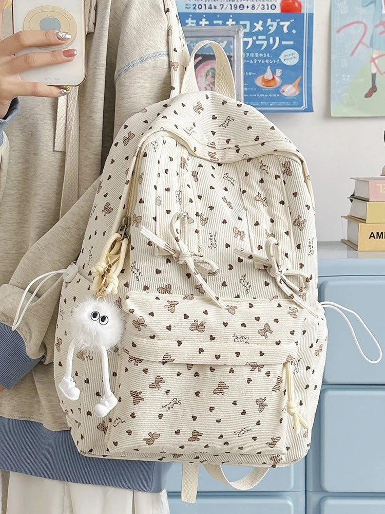 Retro Corduroy Backpack for Women – Stylish School Bag Corduroy Backpack Nixie