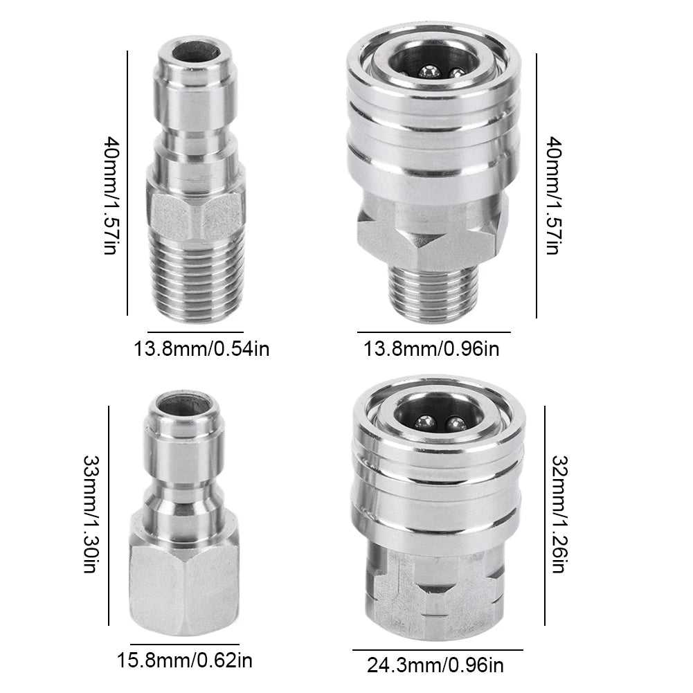 4Pcs 1/4" NPT Quick Connect Pressure Washer Adapter Set Pressure Washer Fittings Nixie