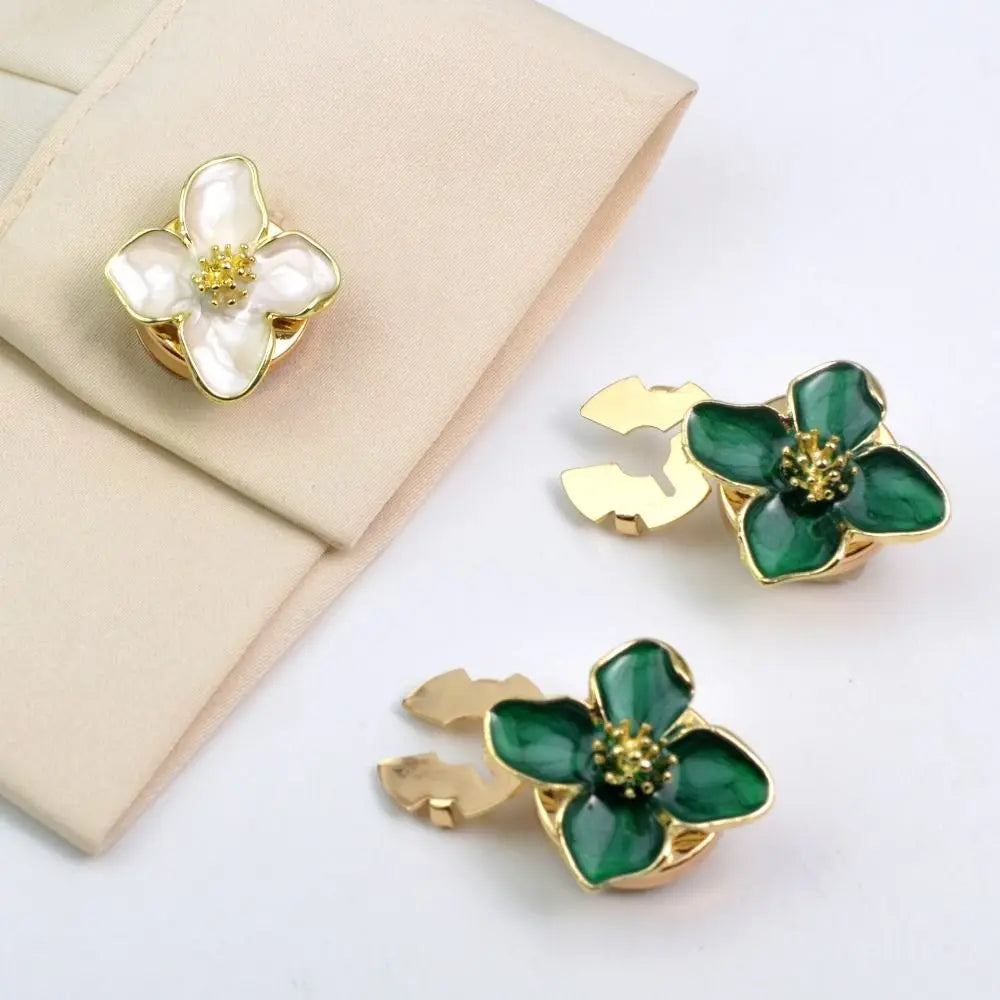 Flower Enamel Cufflinks – Sewing-Free Shirt Button Cover Enamel Cufflinks Nixie