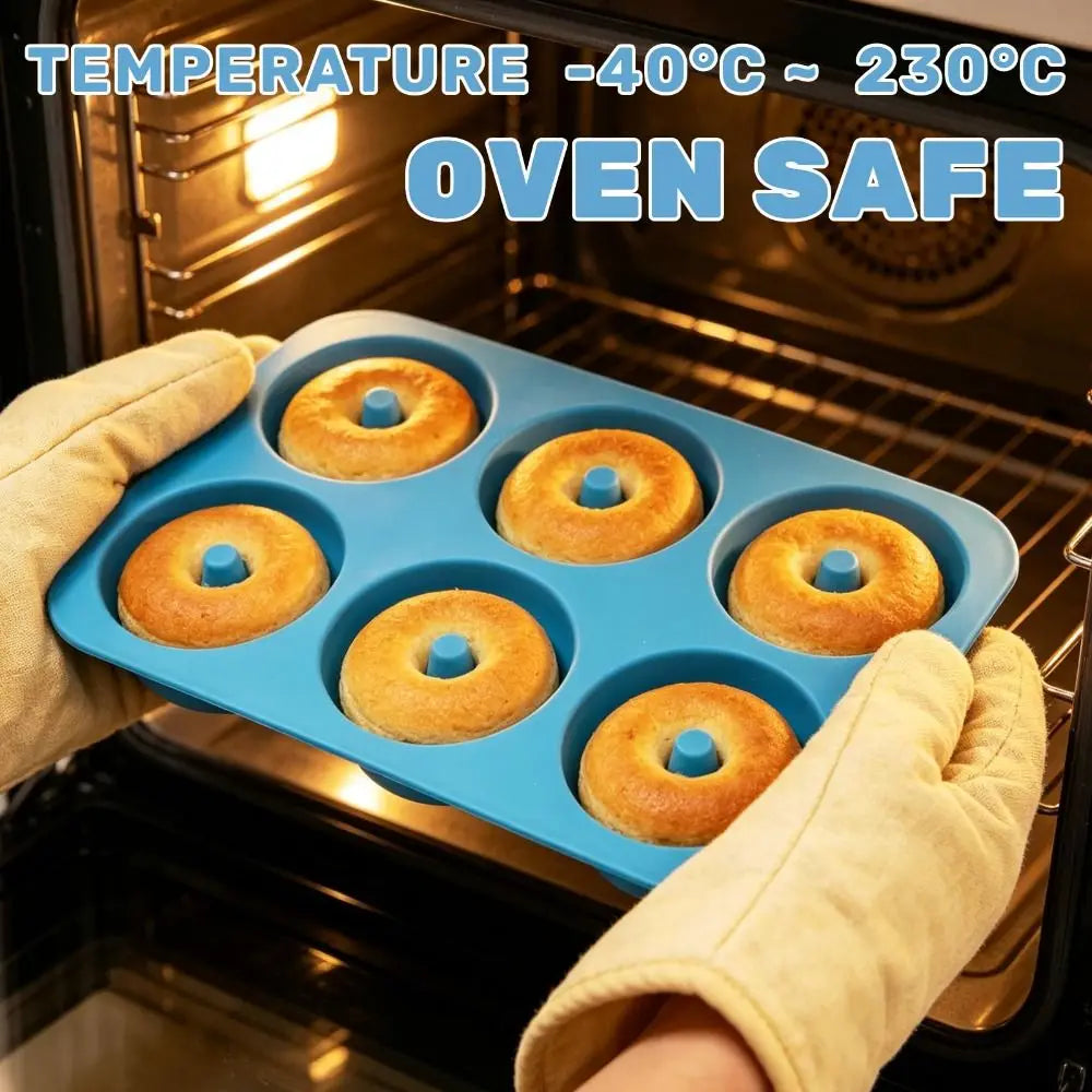 Silicone Donut Mold 6-Cavity Non-Stick Flexible Baking Pan Silicone Baking Mold Nixie