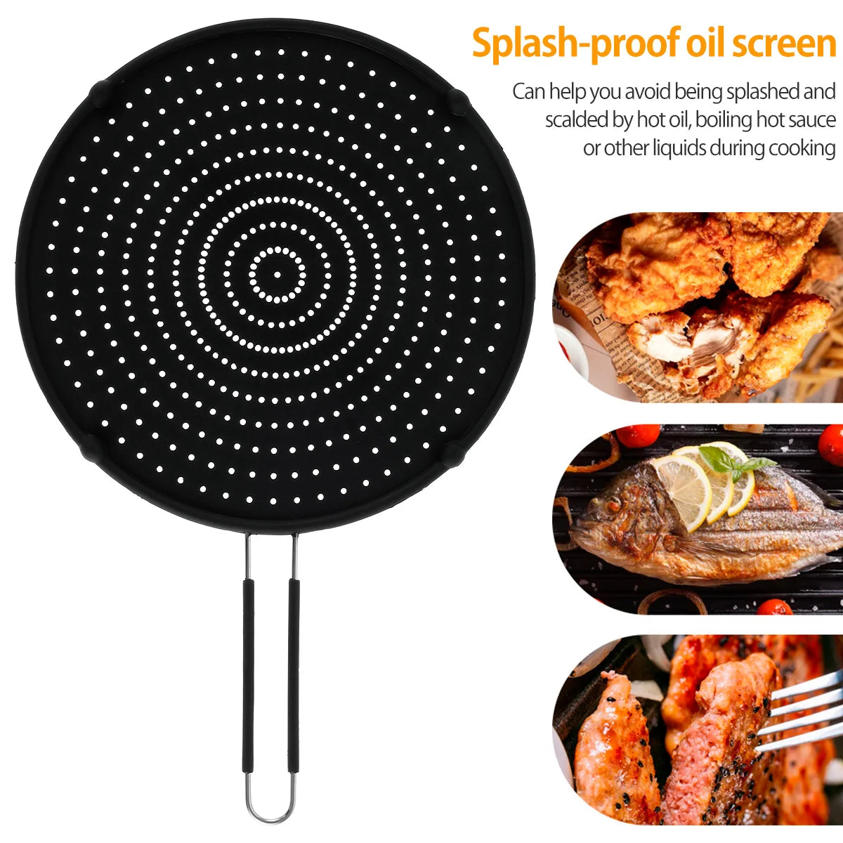 Silicone Splatter Screen Foldable Handle – Oil Splash Guard Splatter Screen Nixie