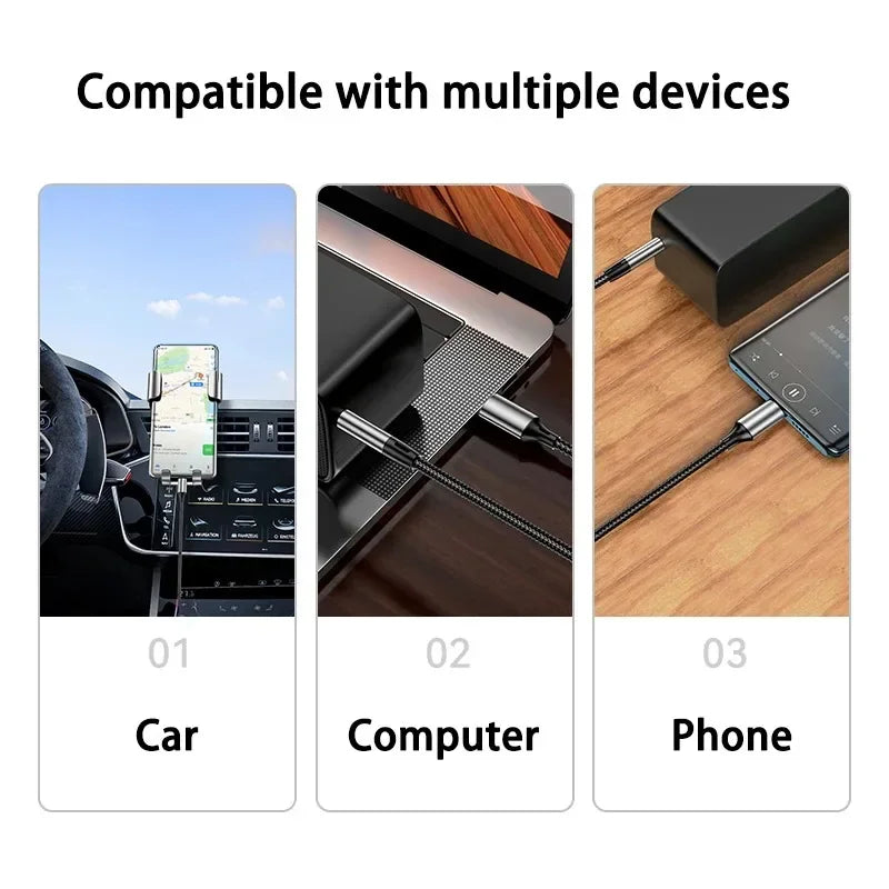 USB-C to 3.5mm AUX Cable Adapter for Car, Speakers & Headphones Audio Cable Adapter Nixie