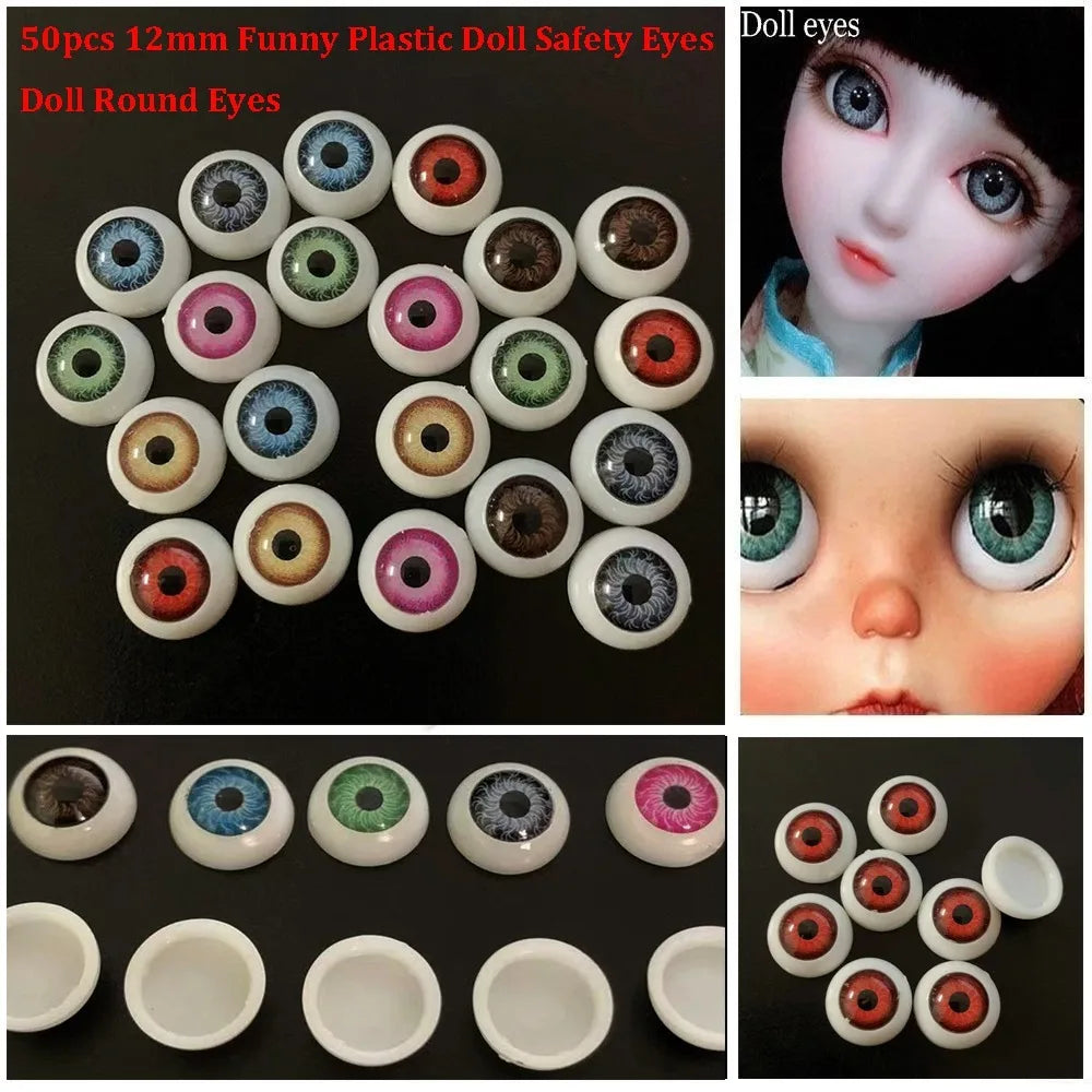 50pcs 12mm Plastic Safety Eyes for DIY Crafts, Dolls & Puppets DIY Craft Eyes Nixie