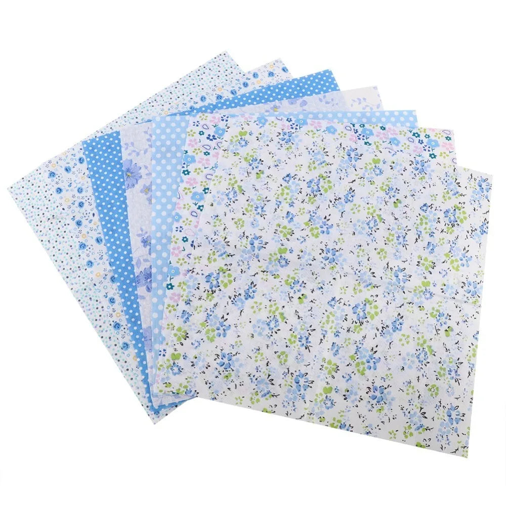 7Pcs Blue Polka Dot Patchwork Fabric Bundle 50x50cm