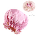 Double Layer Satin Sleep Bonnet – Reversible Lace Hair Cap Satin Sleep Bonnet Nixie Pink