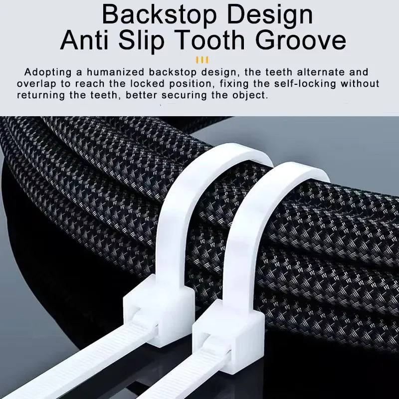 100PCS Black Nylon Cable Ties Self-Locking Zip Straps 8mm Nylon Cable Ties Nixie
