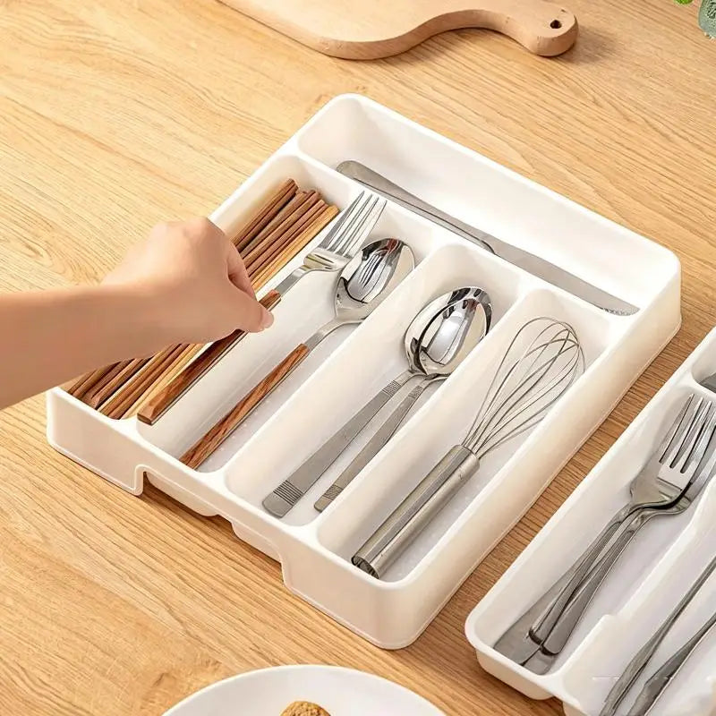 BPA-Free Stackable Cutlery Organizer | Multi-Compartment Kitchen Tray Cutlery Organizer Tray Nixie