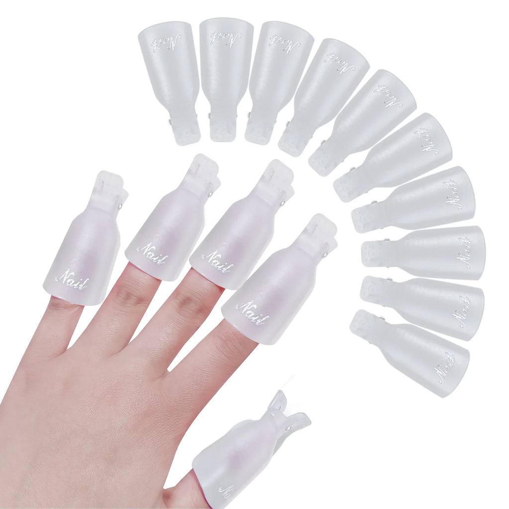 10 Pcs Silicone Nail Soak Off Caps – Reusable Gel Remover Clips Nail Soak Off Caps Nixie WHITE
