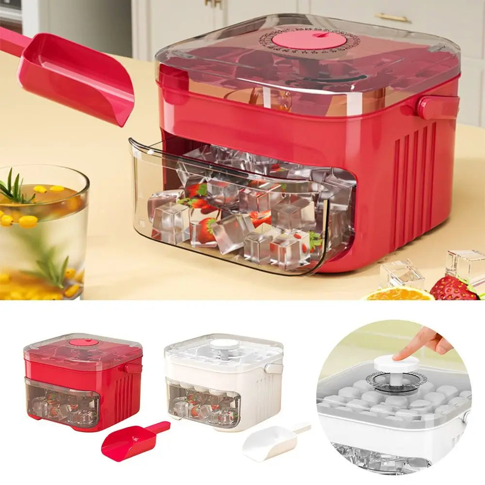 50-Cube Ice Maker Box | Food-Grade Double-Layer Ice Tray Ice Cube Maker Tray Nixie