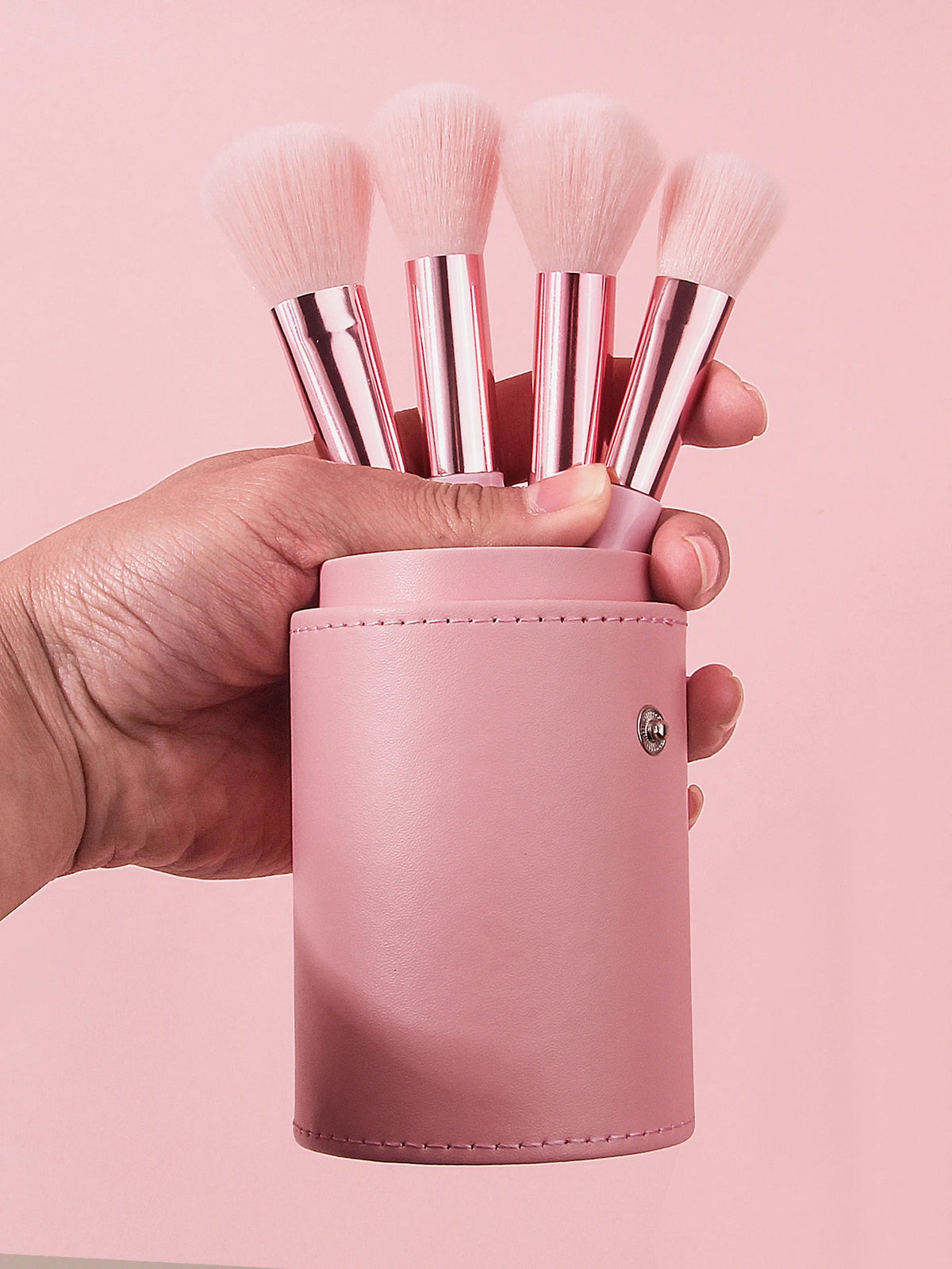 15-Piece Pink Makeup Brush Set with Storage Barrel | Nixie Makeup Brush Set Nixie