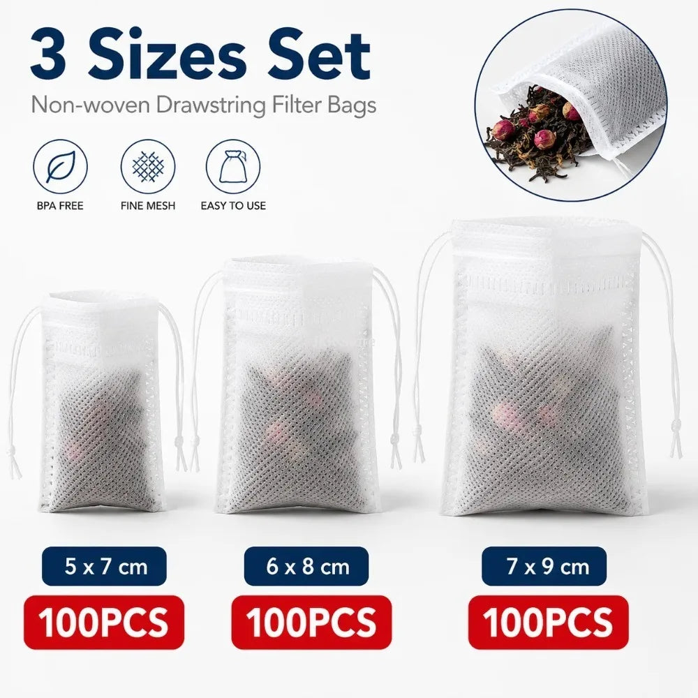 100Pcs Disposable Drawstring Tea Filter Bags – Loose Leaf Tea Tea Filter Bags Nixie