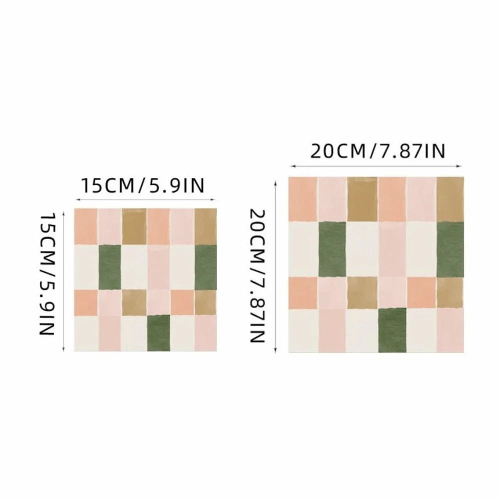 10Pcs Retro Pink & Green Vinyl Peel & Stick Tile Stickers Peel & Stick Tile Nixie