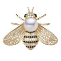 2PCS Bee Brooches Gold & Silver Imitation Pearl Corsage Pins Fashion Brooch Set Nixie Picture paragraph Gold Silver