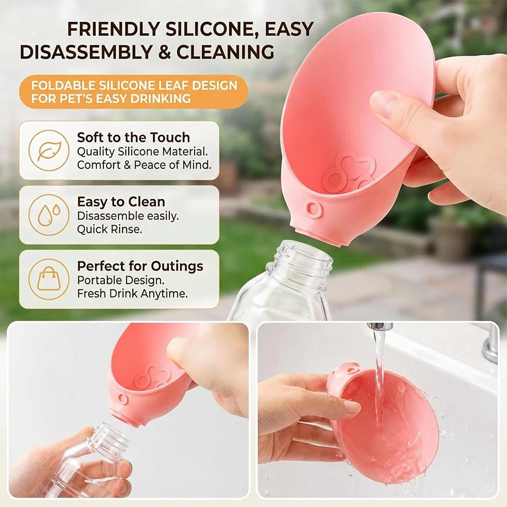 Portable Dog Water Bottle Adapter – Foldable Silicone Pet Bowl Pet Water Dispenser Nixie