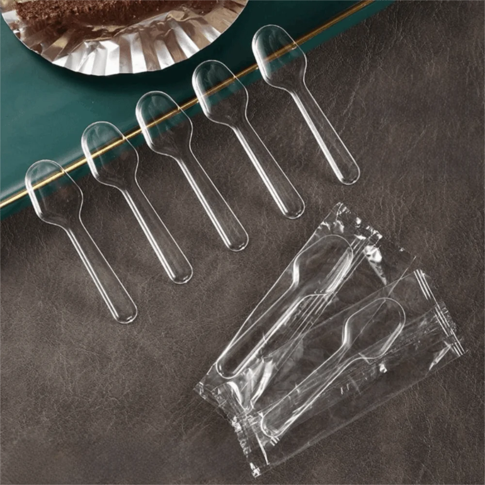 100Pcs Clear Disposable Mini Plastic Tasting Spoons – Party