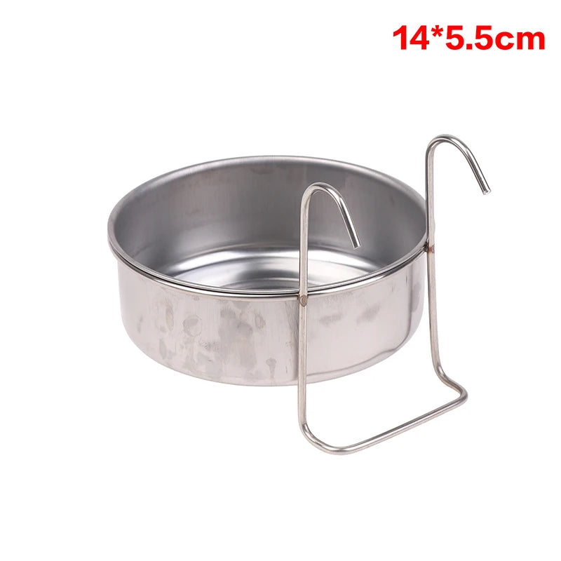 Stainless Steel Hanging Cage Pet Bowl – 5 Sizes | Dogs, Cats & Birds