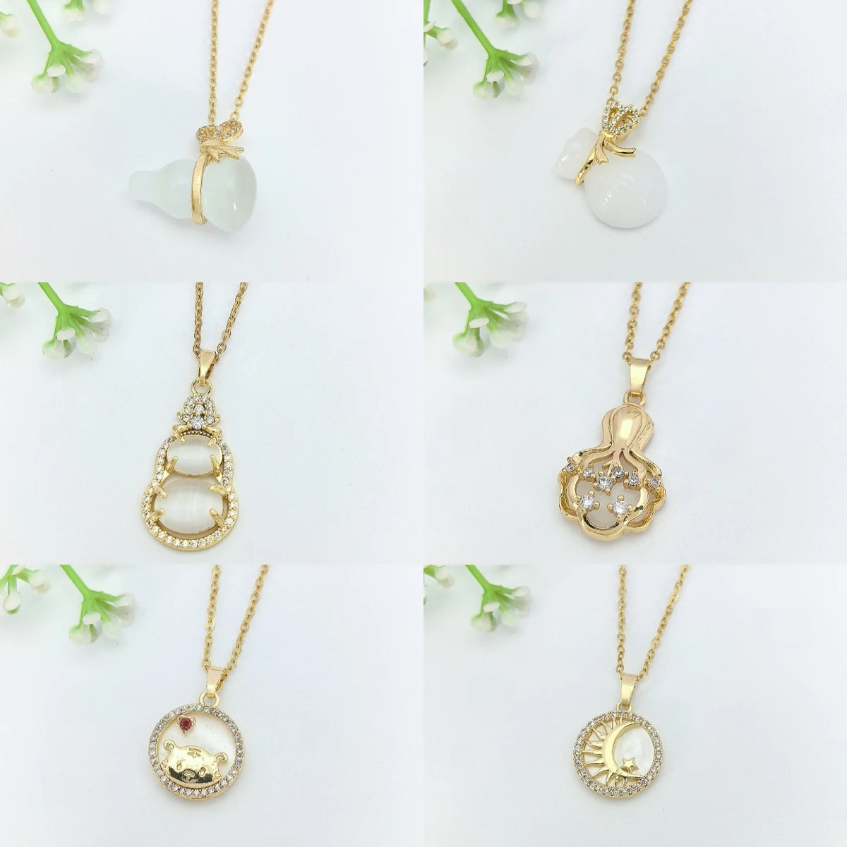 Gourd Pendant Necklace – Gold Stainless Steel Clavicle Chain Pendant Necklace Nixie