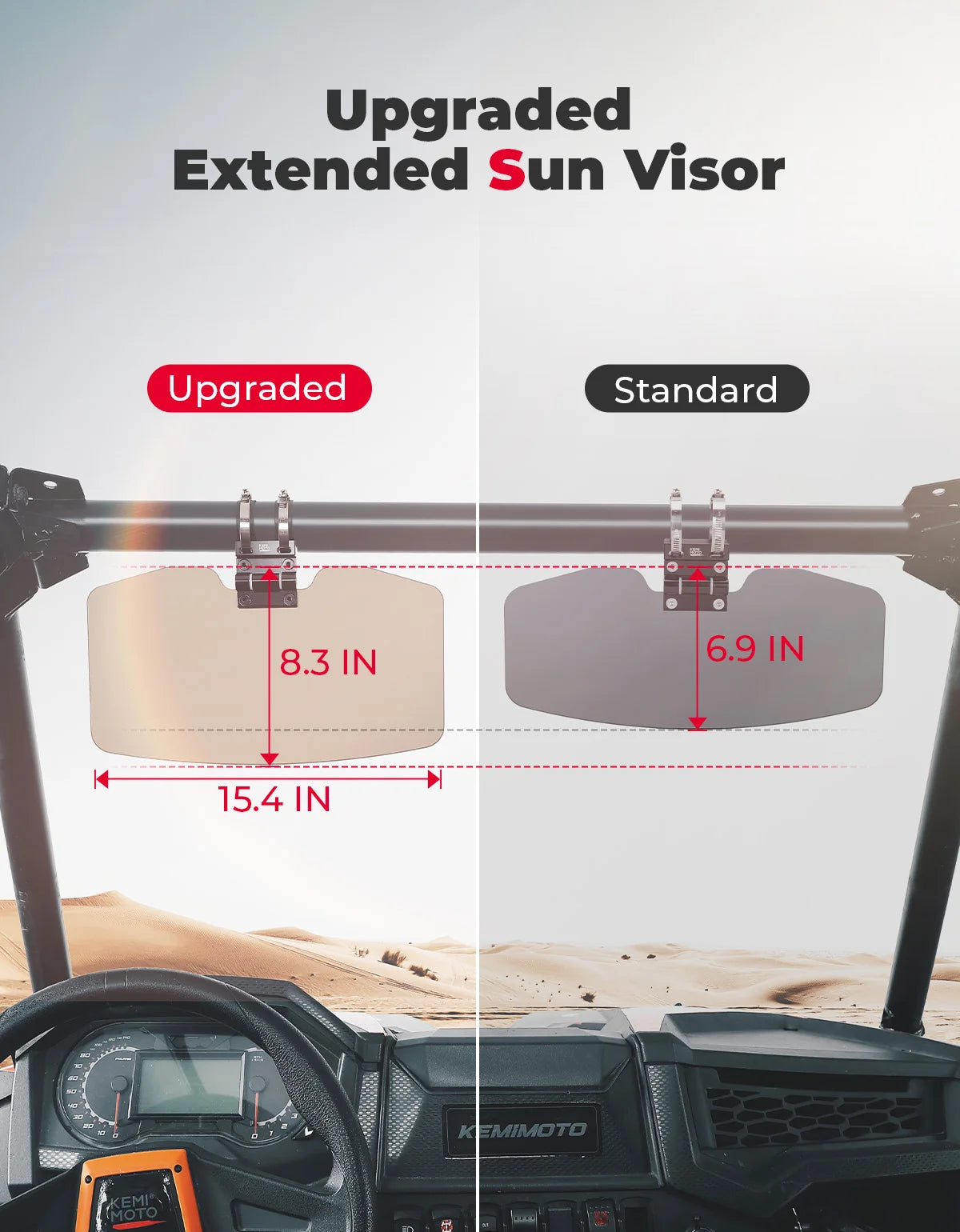 KEMIMOTO Oversized UTV Sun Visor – Polaris, Can-Am & More UTV Sun Visor Nixie