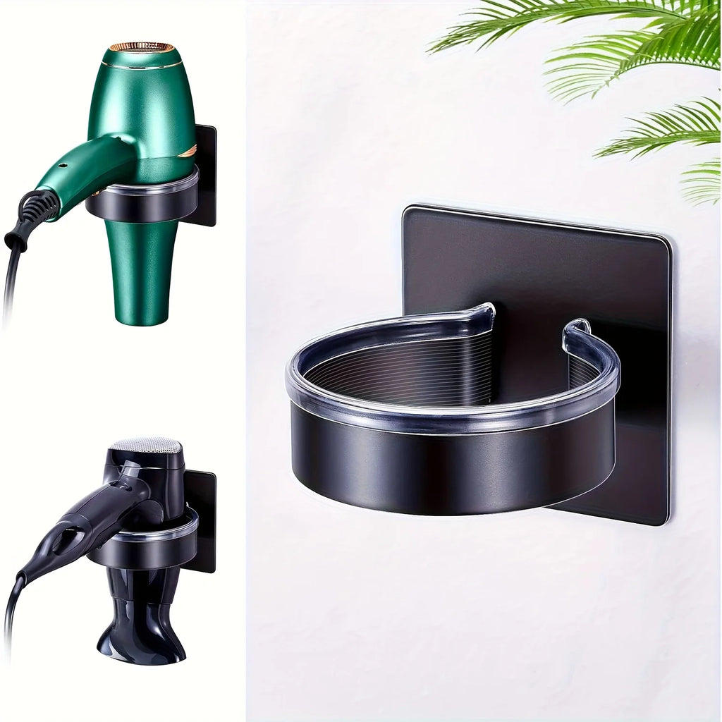 No-Drill Wall Mounted Hair Dryer Holder – Metal Bracket Hair Dryer Holder Nixie black