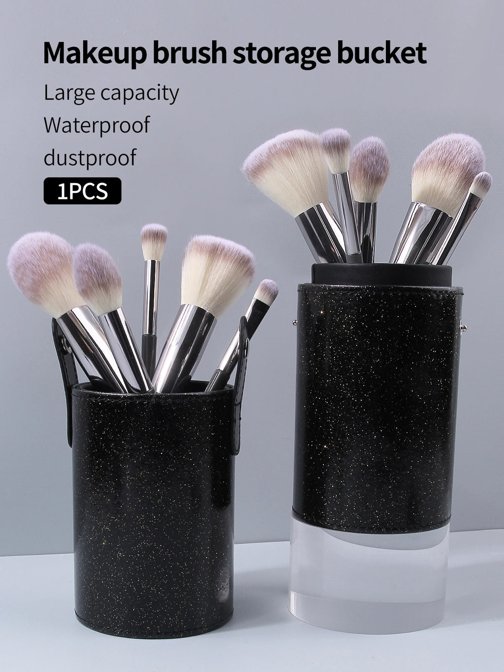 Black Leather Makeup Brush Holder & Desktop Organizer Makeup Brush Holder Nixie