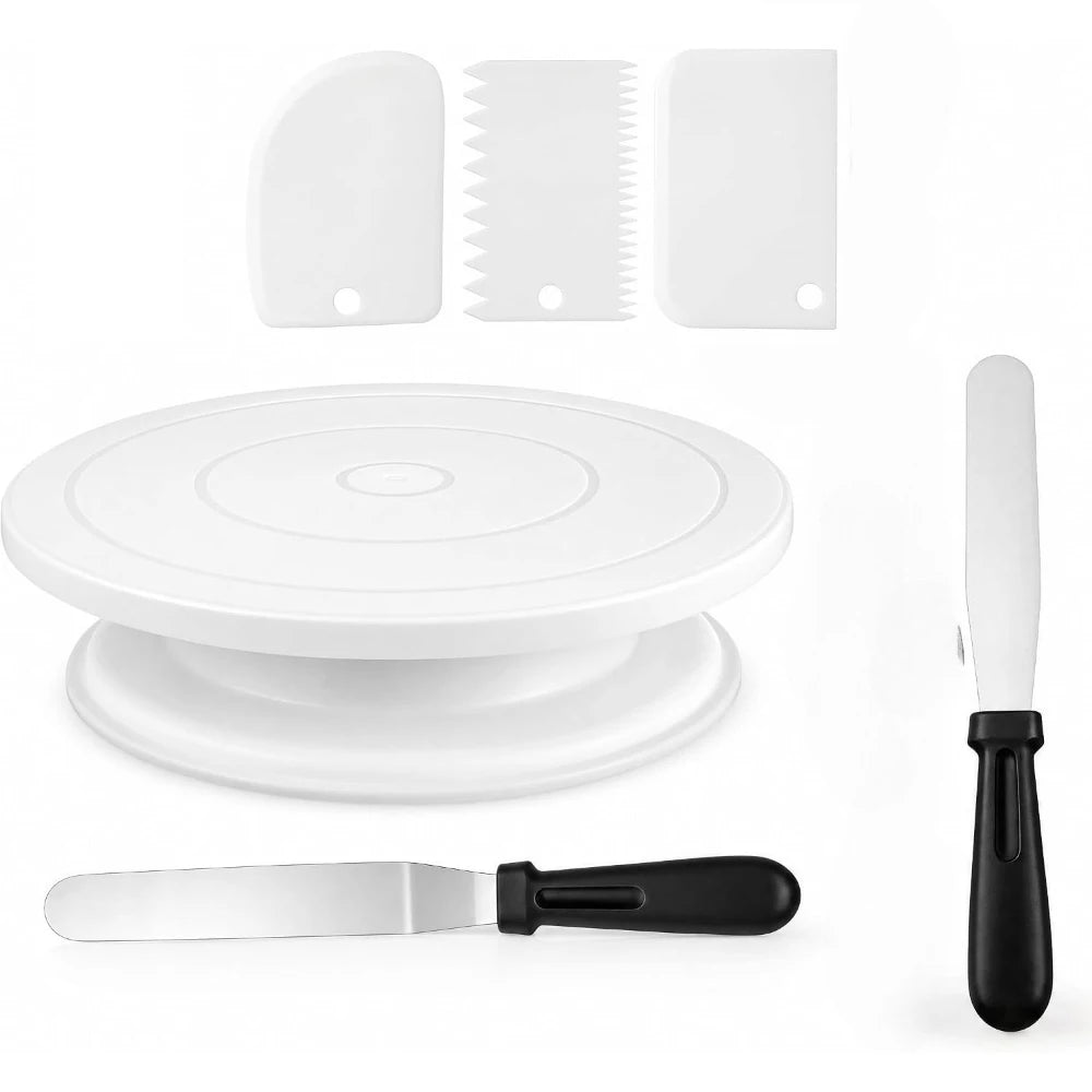6-Piece Cake Decorating Kit – Turntable, Spatulas & Smoothers Cake Decorating Kit Nixie 6pcs