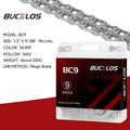BUCKLOS MTB Bike Chain 8-12 Speed Ultralight Mountain Gravel Bicycle Chain Nixie 9 SPEED SILVER