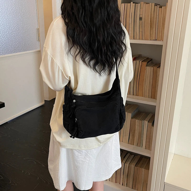 Vintage Japanese Canvas Shoulder Bag – Large Capacity Unisex Canvas Shoulder Bag Nixie