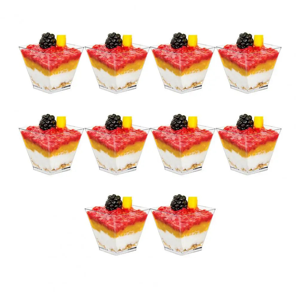 10pc Clear Disposable Plastic Mousse & Dessert Cups BPA-Free Disposable Dessert Cups Nixie 60ML