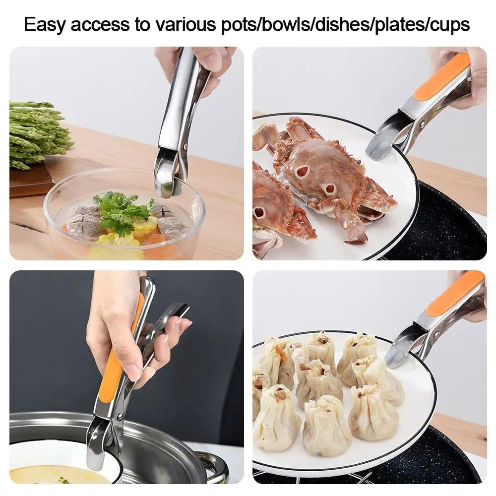 Stainless Steel Anti-Scald Bowl & Plate Clamp Holder Kitchen Plate Clamp Nixie