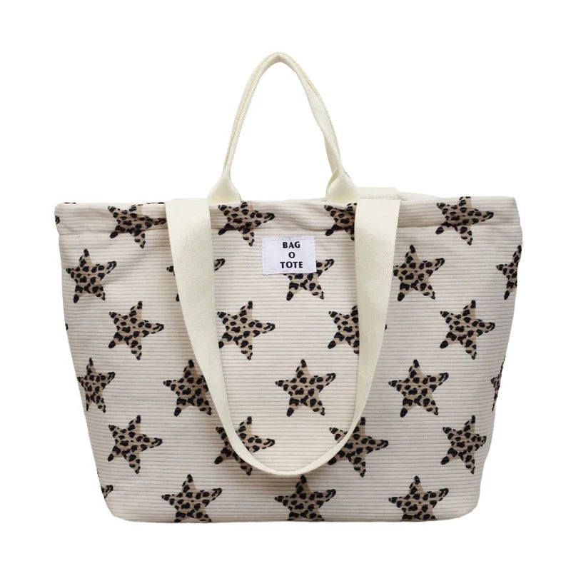 Korean Star Print Single-Shoulder Tote Bag for Girls Shoulder Tote Bag Nixie Off-white