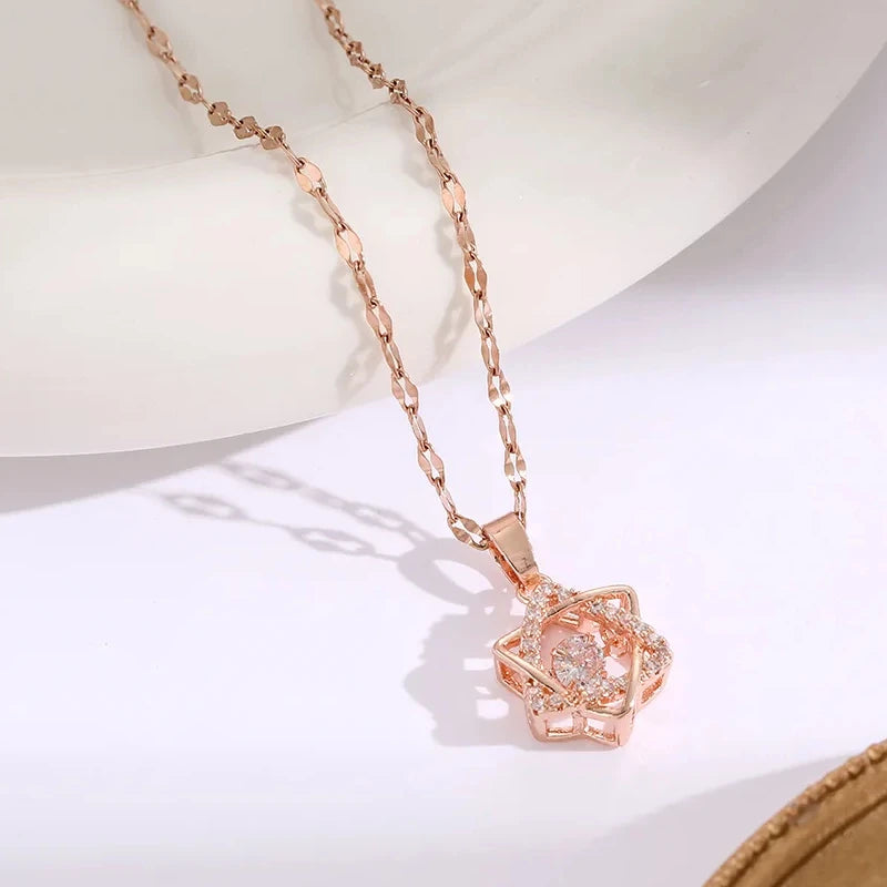 Crown Triangle Copper Pendant Stainless Steel Necklace | Gold Pendant Necklace Nixie
