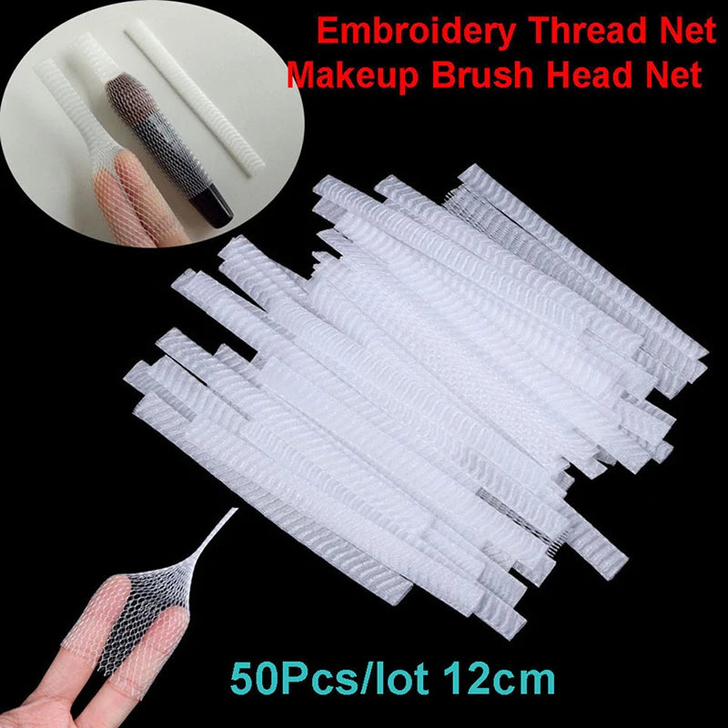 50Pcs Embroidery Thread Net & Makeup Brush Protector Covers