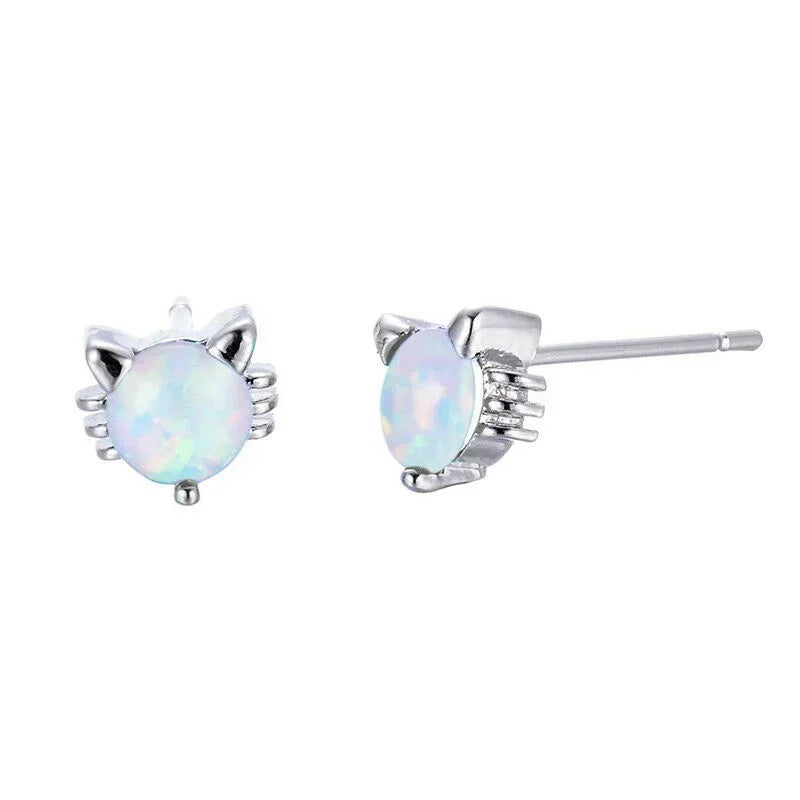 Opal Charm Drop Stud Earrings – Rhinestone Glass Accent Drop Stud Earrings Nixie