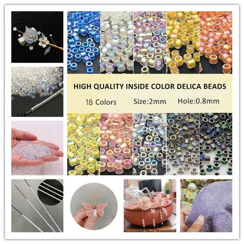 Miyuki Delica 2mm Glass Beads 500Pcs – 18 Colors for DIY Glass Craft Beads Nixie