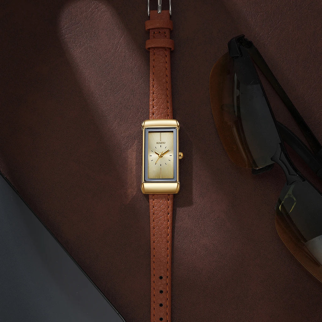 Women's Retro Square Quartz Watch with Leather Strap | Naidu Women's Quartz Watch Nixie