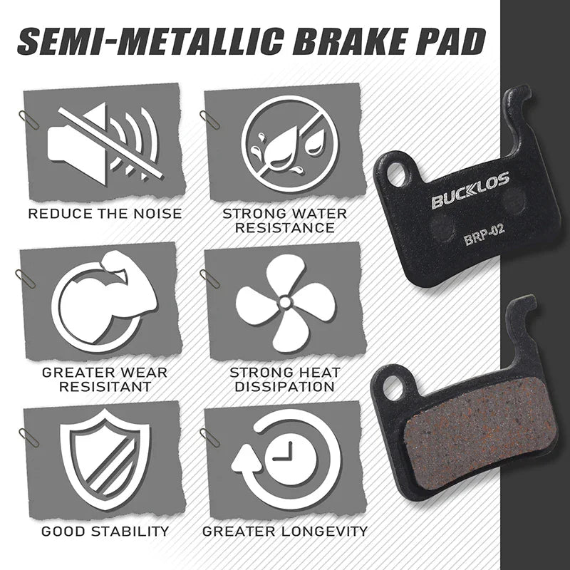BUCKLOS Semi-Metallic Disc Brake Pads for Shimano MTB & Road Disc Brake Pads Nixie