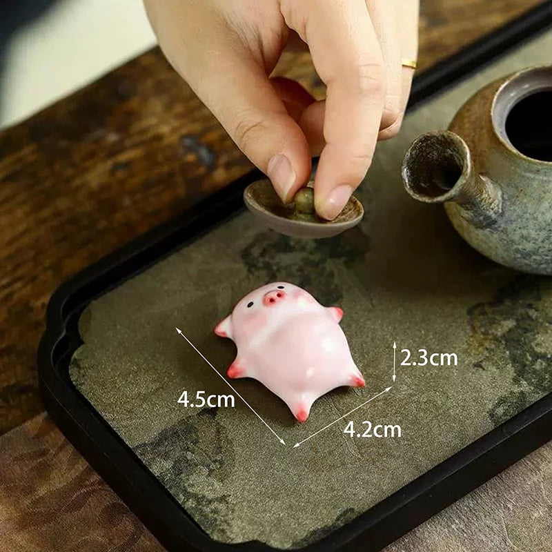 Bubbling Pig Tea Pet Ceramic Figurine – Fun Bubble Tea Accessory Tea Pet Figurine Nixie onesize