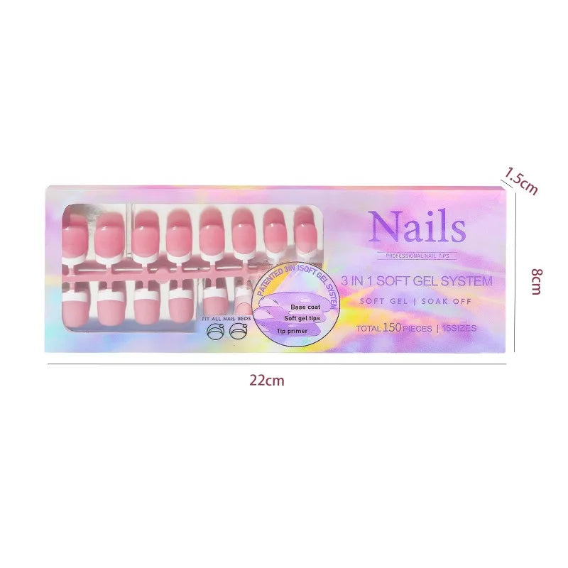150Pcs French Press On Nails – Coffin & Almond Nail Tips Press On Nails Nixie